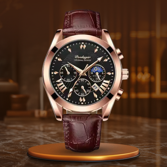 Sleek Leather Band Luxury Watch