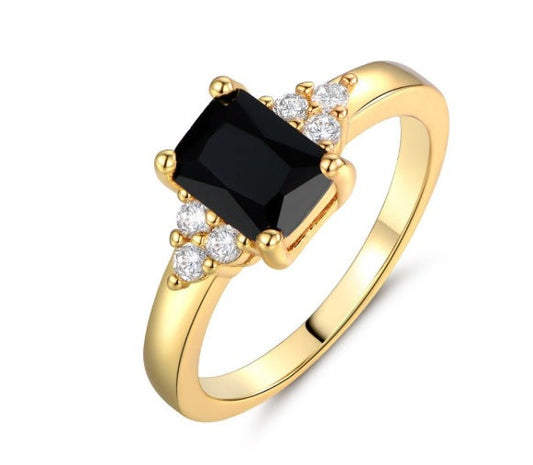 Black Spinel Baguette Ring | Gold 14k