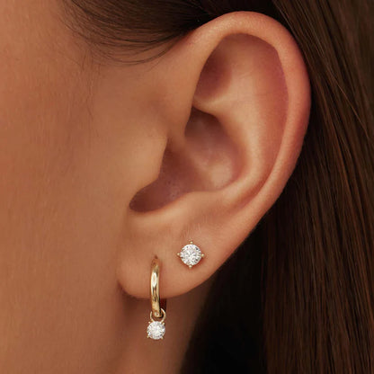 Larmes de Lune Stone Stud Earrings | Gold 14k